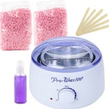 Kit Epilare Ceara Elastica Pro Wax Double, 2x500g Ceara, Incalzitor, Ulei, Spatule