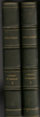 GUILLOUARD - TRAITES DU CONTRAT DE MARIAGE - 2 VOLUME - 1888 foto