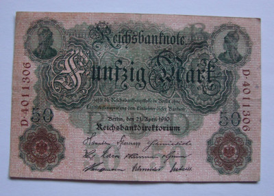 Bancnota 50 mark 1910 - Germania foto