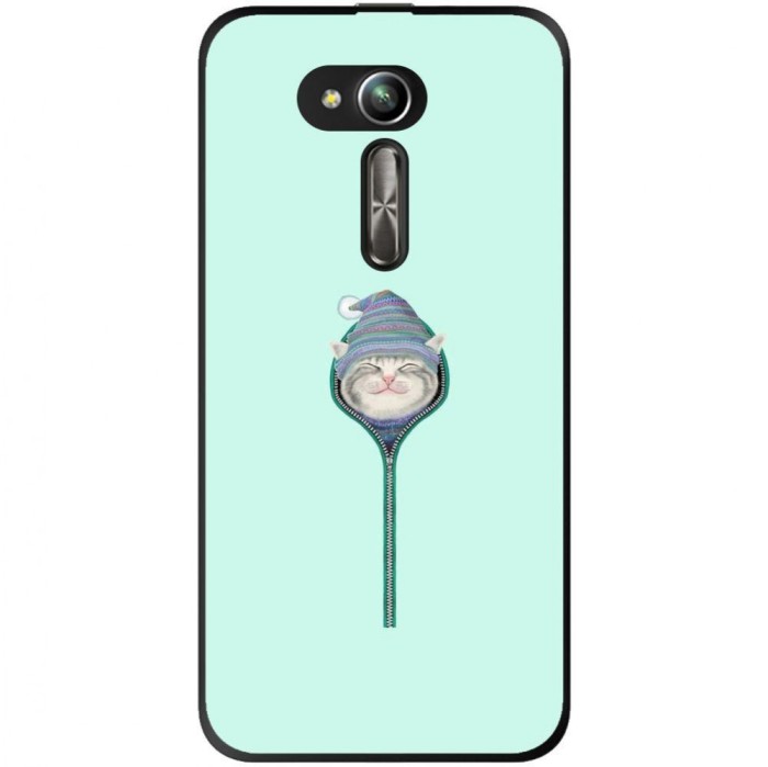 Husa Cute Smiling Cat Zipper Hat Asus Zenfone Go Zb500kg foto mare Husa Cute Smiling Cat Zipper Hat Asus Zenfone Go Zb500kg foto mare