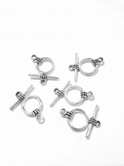 Inchizatori bijuterii toggle, 11x14mm, silver tibetan, 5perechi/set foto