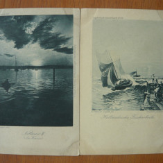 Peisaje marine - lot 10 carti postale vechi ( G. Heuer & Kirmse - Germania )