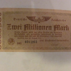 CY - 2000000 / 2 milioane marci mark 30.11.1923 Reichsbahn Germania unifata