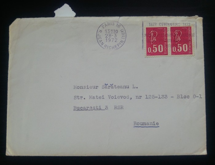 Scrisoare de la Andre Chamson (nominalizat Nobel) catre Leon Sarateanu (gazetar)