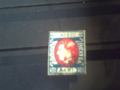 Carol I cu favoriti 1869 - 50 bani albastru -rosu inchis - stampilat - foto