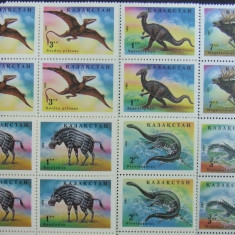KAZASTAN - ANIMALE PREISTORICE, 1994, 6 V IN BLOC DE 4, NEOB. - KZH 01A
