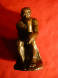 Statueta Ganditorul -bronz ,Reproducere dupa Rodin , h= 12,5 cm