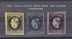 1867 - Carol cu favoriti - hartie subtire - serie completa - originala foto