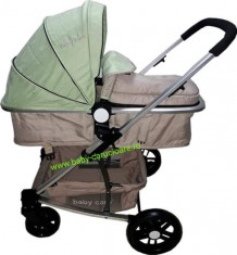 Carucior nou nascut 2 in 1 Baby Care YK 18 Verde fistic cu bej foto