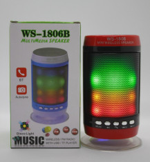 Boxa portabila bluetooth WS-1806B, USB,FM cu lumini / led-uri foto