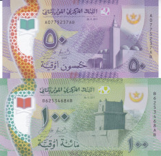 Bancnota Mauritania 50 si 100 Ouguyia 2017 - PNew UNC ( polimer - set x2 ) foto