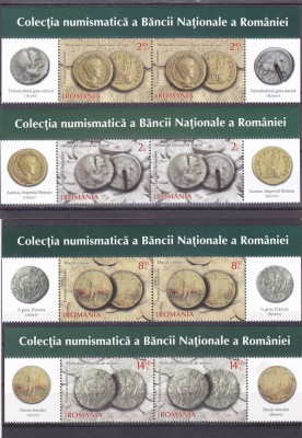 NUMISMATICA MONEDE ANTICE,SERIE IN PERECHE CU VIGNETA,2015,MNH ROMANIA. foto