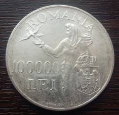 (A161) MONEDA DIN ARGINT ROMANIA - 100.000 LEI 1946, REGELE MIHAI I foto