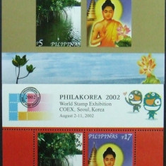 PILIPINAS - NATURA, BUDHA, PHILAKOREA, 2002, 2S/SH, NEOBLIT. - PHL 03