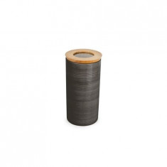 Borcan Kanis de culoare gri cu capac de lemn , dimensiune 10 x 20 cm. foto