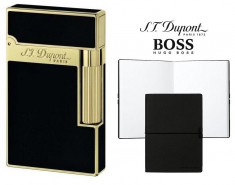 Set Bricheta S.T. Dupont Ligne 2 Black Lacquer Yellow Gold si Note Pad Black Hugo Boss foto