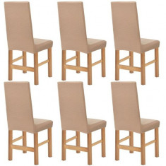 Husa elastica pentru scaune cu dungi late, bej, 6 buc. foto