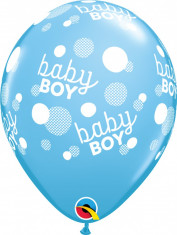 Baloane latex 12&amp;#039;&amp;#039;/ 30 cm Blue- Baby Boy Dots, Qualatex 57604, Set 6 buc foto