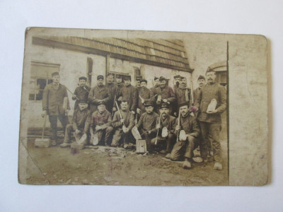 Fotografie tip carte postala 138 x 86 cu militari genisti cca.1915 foto