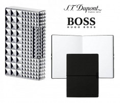 Set Bricheta S.T. Dupont Ligne 2 Palladium Iconic Diamond Head si Note Pad Black Hugo Boss foto