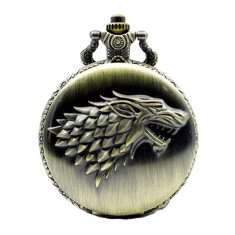 Pandantiv Medalion Lantisor Colier Ceas Game Of Thrones Wolf Stark foto