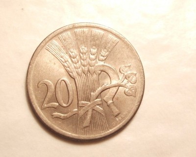 CEHOSLOVACIA 20 HALERU 1938 UNC foto