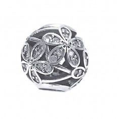 Pandant argint 925 cu floricele pentru bratara cu charm foto