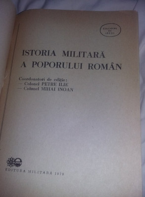 Culegere de lectii,ISTORIA MILITARA A POPORULUI ROMAN 1979,de Colectie,Tp.GRATUI foto