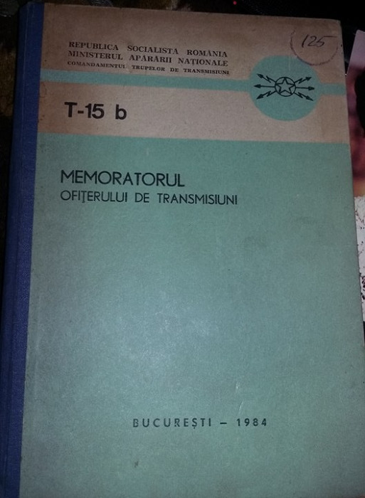 MEMORATORUL OFITERULUI DE TRANSMISIUNI,T15 b,1984,R.S.Romania,Comand.Trupelor Tr