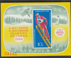 ROMANIA 1983 LP 1092 J. O. DE IARNA SARAJEVO COLITA NEDANTELATA MNH foto