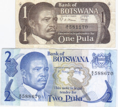 BOTSWANA set 1 Pula si 2 Pula - vand bancnotele care se vad in poze foto