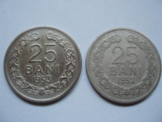 ROMANIA - SET 25 BANI 1953 + 25 BANI 1952 , RPR, DL 2.2 foto