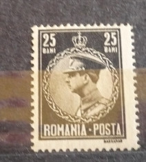 ROMANIA 1930 ? CAROL II, timbru nestampilat 25 B, M430 foto