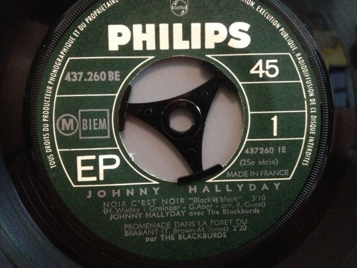 JOHNNY HALLYDAY - NOIR C&#039;EST NOIR.....(1968/PHILIPS/FRANCE) - VINIL Single/RAR