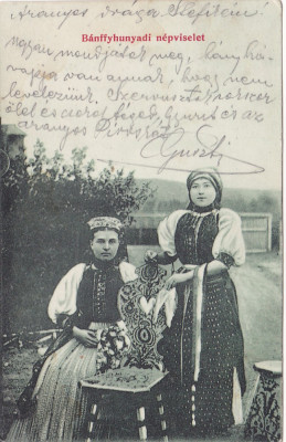 HUEDIN,COSTUME POPULARE,CIRCULATA,1900,ROMANIA. foto