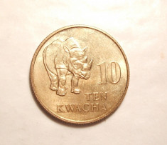 ZAMBIA 10 KWACHA 1992 UNC / RINOCER foto