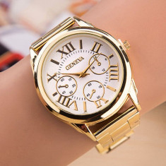 Ceas dama auriu gold GENEVA curea metalica model clasic