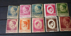 Romania 1945 ? UZUALE REGELE MIHAI, 10 timbre nestampilate, AE8 foto