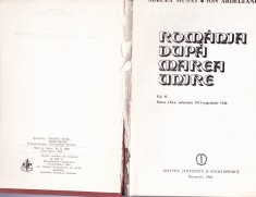 ROMANIA DUPA MAREA UNIRE-VOL 2 -PARTEA -A-2 - NOEMBRIE 1933-SEPTEMBRIE 1910