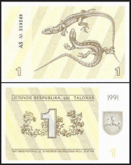 Lituania 1991 - 1 talon UNC foto