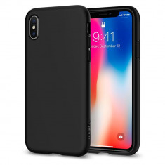 Husa protectie SPIGEN pentru Apple iPhone X, Silicon, Capac Spate, Liquid Crystal, Neagra Mat foto