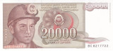 Bancnota Iugoslavia 20.000 Dinari 1987 - P95 UNC