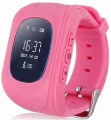 Smartwatch Cronos Kids Q50, OLED Capacitive touchscreen 0.96&amp;amp;quot;, Bluetooth, Bratara silicon, 2G, Functie telefon, Dedicat pentru copii (Roz) foto
