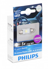 Bec auto led Philips X-tremeVision LED C5W 1W 12V 6000K 128596000KX1 foto