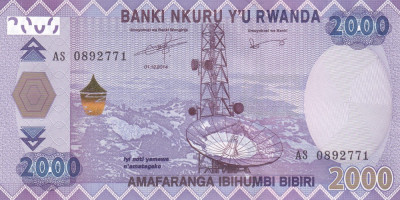 Bancnota Rwanda 2.000 Franci 2014 - P40 UNC foto