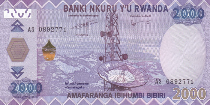 Bancnota Rwanda 2.000 Franci 2014 - P40 UNC
