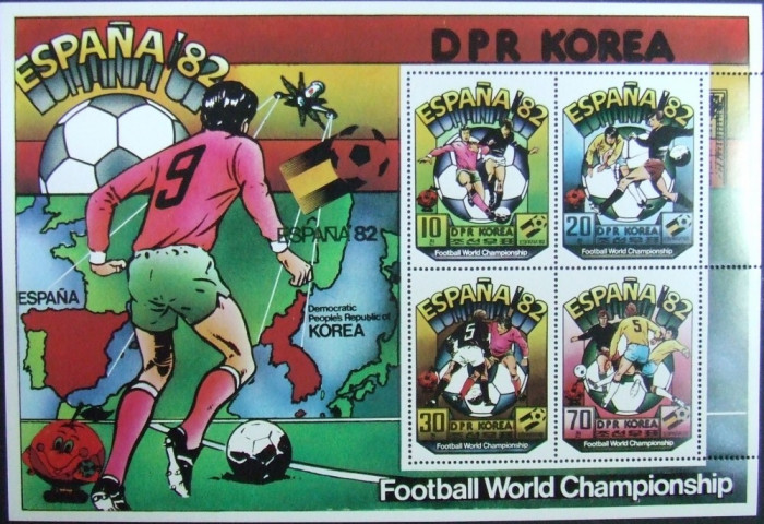 COREEA - CAMPIONATUL MONDIAL DE FOTBAL SPANIA, 1982, 1 M/SH, NEOBLIT. - C 286