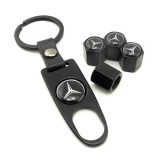 Breloc si 4 capacele ventil model auto pentru mercedes metalice negre