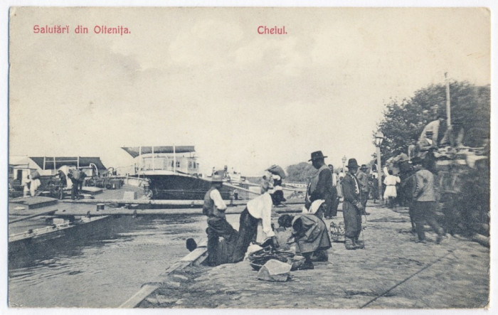 1372 - OLTENITA, ETHNICS, harbor, Romania - old postcard - used