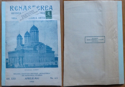Renasterea , revista de cultura crestina ortodoxa din Oltenia , Nr. 4 - 5 , 1944 foto